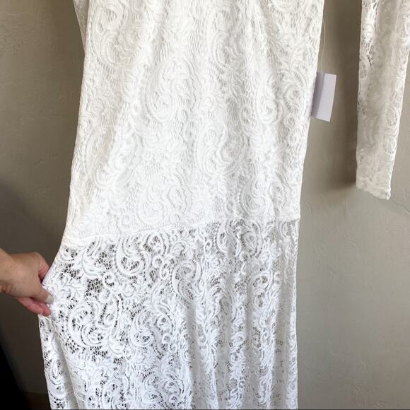NWT‎ Lulus Way to Be Loved White Lace Long Sleeve Maxi Dress - Picture 12 of 12